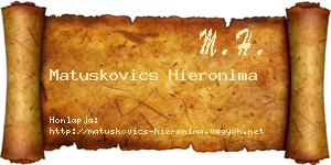 Matuskovics Hieronima névjegykártya